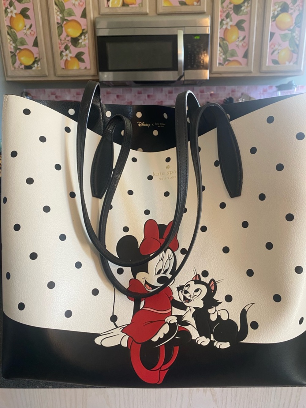 kate spade Black & White Polka Dot Minnie Mouse Tote with Red Accents